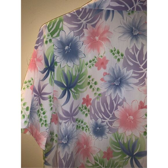 Vintage ALIA Pastel Hawaiian button down top size 18 - Picture 7 of 12